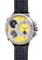 Curtis & Co. Big Time World on Ice, 3 time zone settings with black leather stra