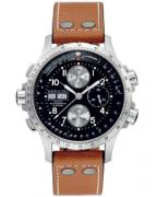 Hamilton Khaki X-Wind Automatic, light brown leather strap, black dial, ref. H77