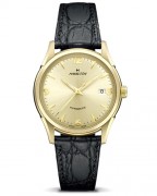Hamilton Thin-O-matic, yellow gold, black leather strap