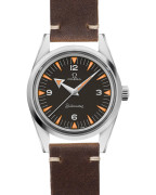 In the film, the Omega Seamaster Railmaster has a brown lether strap (which is different from the standard issue metal bracelet)