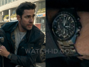 John Krasinski wears a Citizen Attesa Super Titanium HAKUTO-R CC4067-66E watch in Tom Clancy's Jack Ryan: Ghost War.