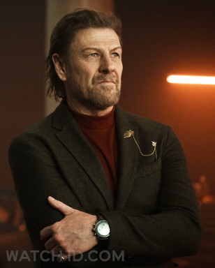 Sean Bean wears an Emporio Armani AR11143 Aviator Quartz Chronograph watch in Knights of the Zodiac.