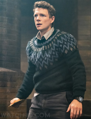 Patrick Gibson wears a Tradie Kids Classic Digital Watch in The Portable Door.